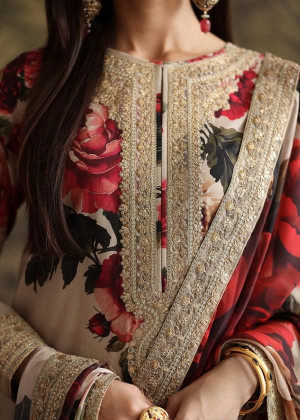 3 pc Luxury printed Lawn Suit with emboridered patches