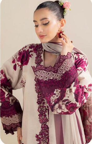 Adan libas printed lawn & chiffon Dupatta 3pc