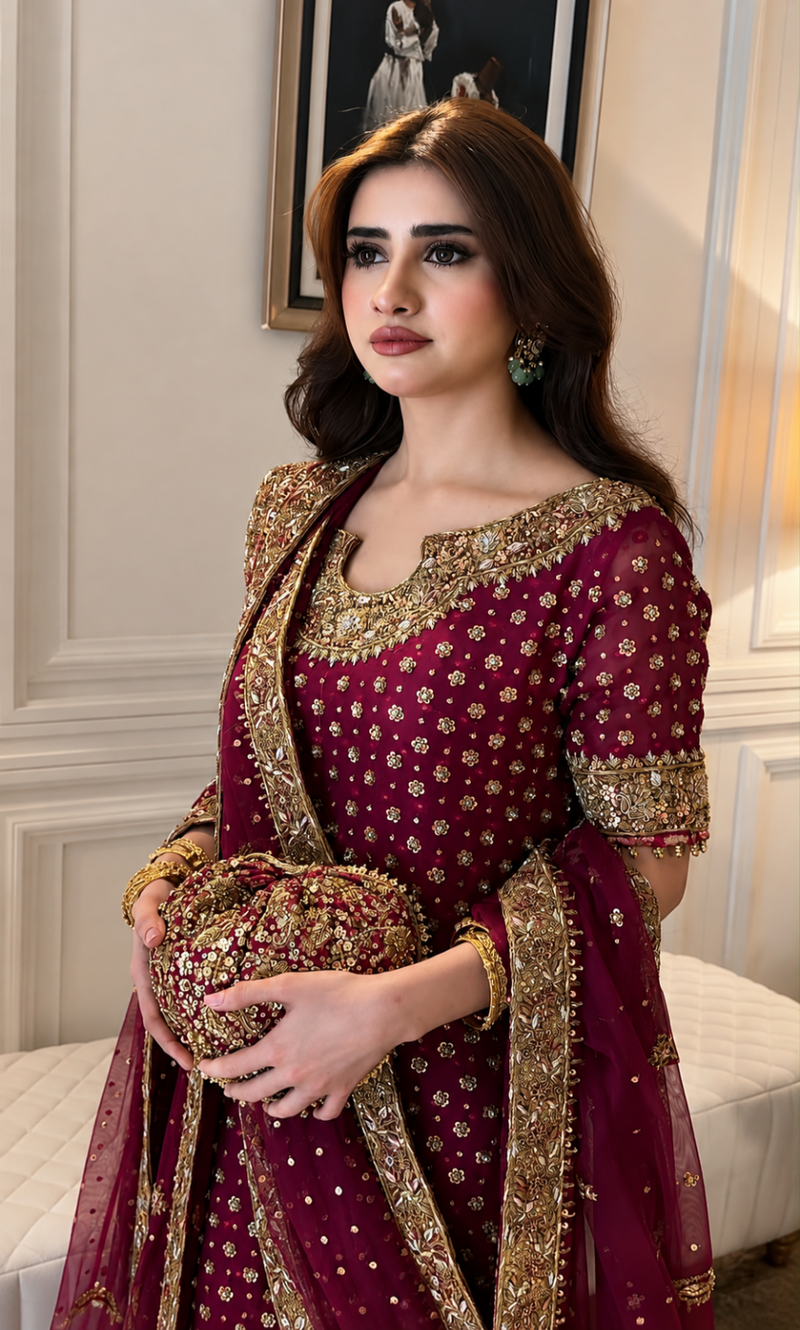 BRISHNA ADDAWORK CHIFFON 3PC SUIT